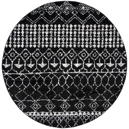 Safavieh 6 ft.-7 in. x 6 ft.-7 in. Tulum 200 Power Loomed Round Polypropylene Rug Black & Ivory TUL229Z-7R